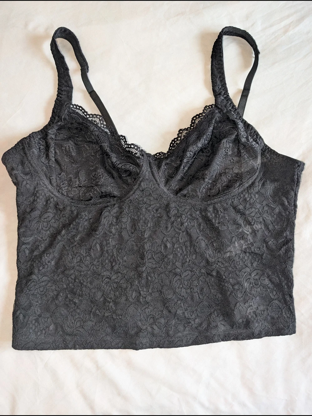 Lace Longline‎ Bralette Black Plus Cami Tank Lounge sexy layering